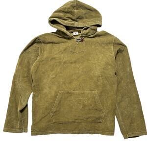 Birdwell Made in California Corduroy Hooded Pullover Men’s M Olive Green